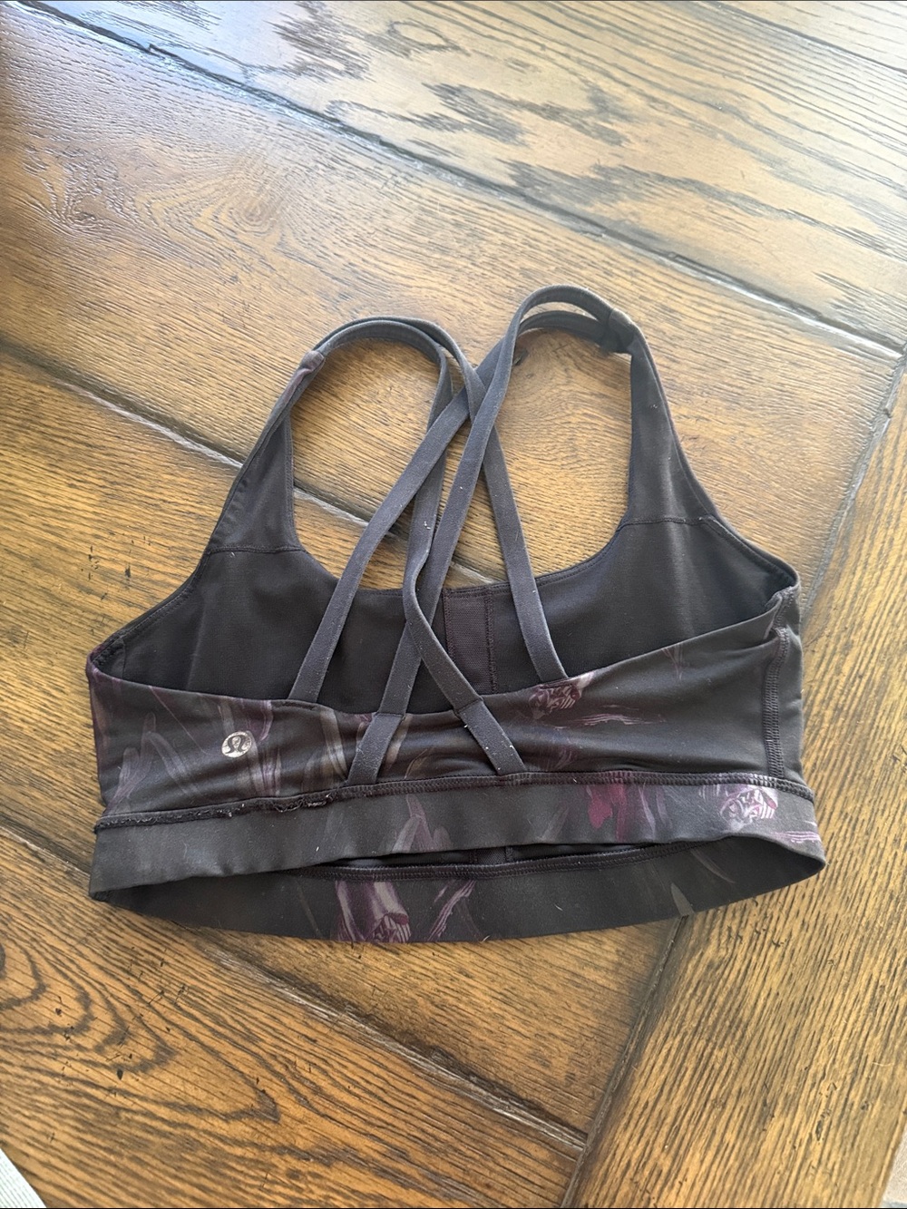 lululemon athletica Black Floral Crisscross Sports Bra
